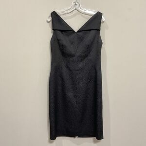 Peter Hidalgo Textured Back V-Neck Shift Dress Black Sz 12 Sleeveless